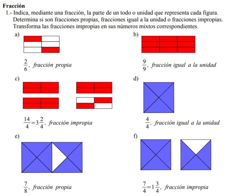 Ejercicios De Fracciones Para Primaria Material Educativo Y Material