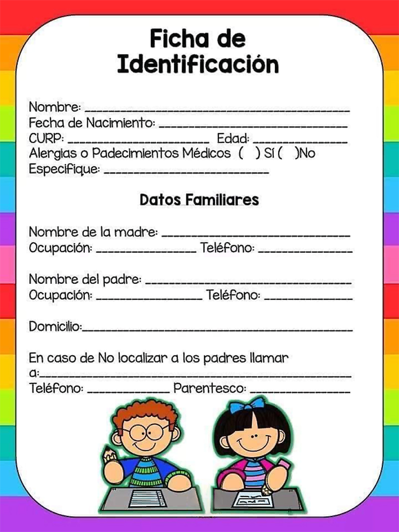 Ejemplos De Ficha De Identificaci N Escolar Para Primaria Material