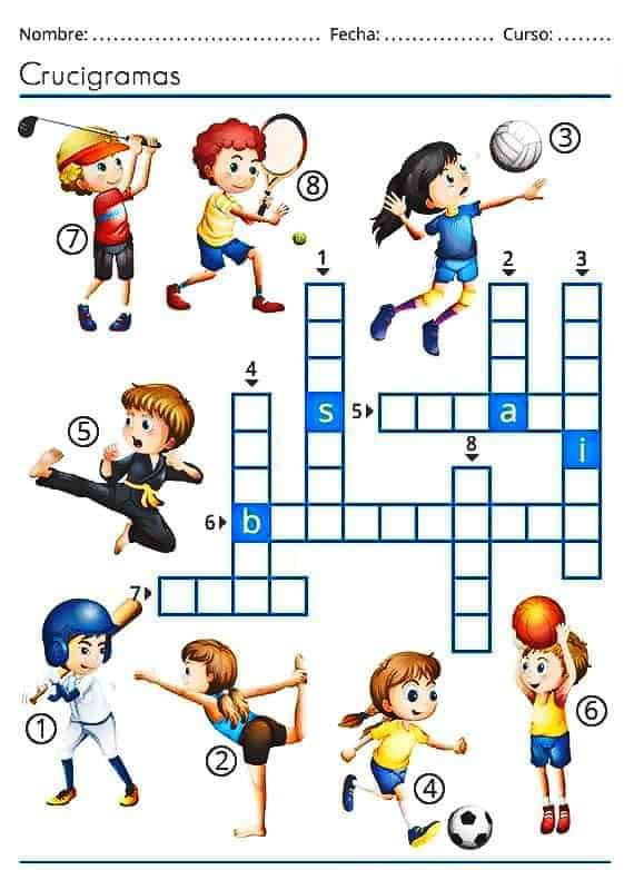 Crucigramas para imprimir 6 Crucigramas para Niños