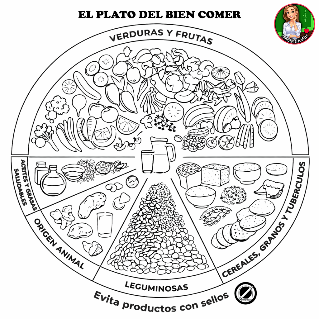 El plato del bien comer en dibujo para imprimir PDF El plato del bien comer en dibujo para imprimir