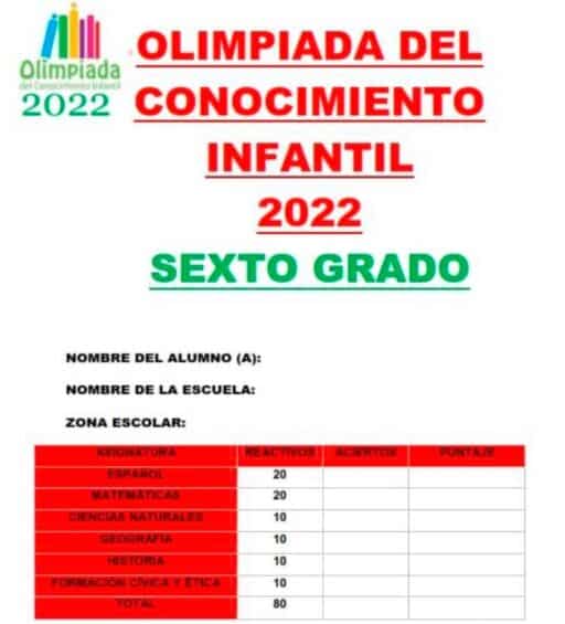 Material de estudio y práctica para las olimpiadas del conocimiento 8 Examen de Preparación para la Olimpiada de Conocimiento Infantil