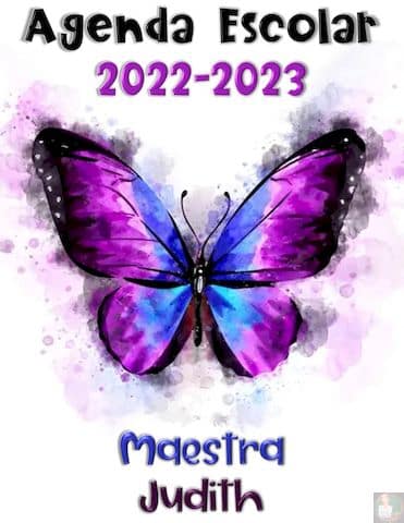 Agenda Escolar para descargar editable 30 AGENDA mariposa
