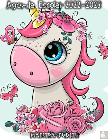 Agenda Escolar para descargar editable 35 AGENDA unicornio