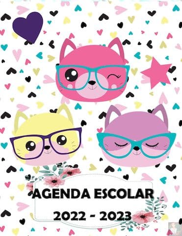 Agenda Escolar para descargar editable 41 Agenda Gato hispter