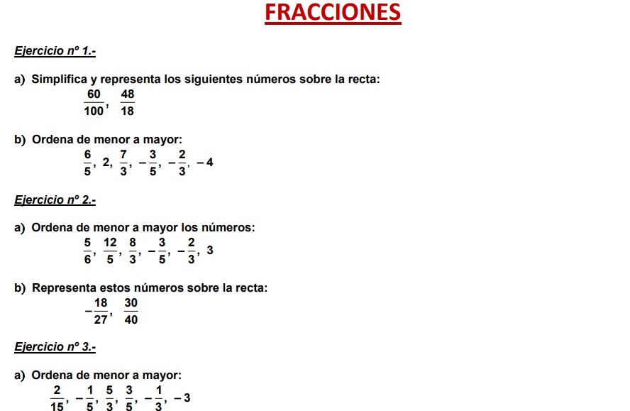 Ejercicios de fracciones para primaria 13 Ejercicios diversos de fracciones para 6°
