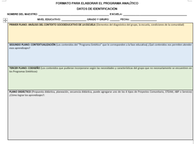 Materiales y Formatos para el diseño del programa analítico editable 15 Formatos para el diseño programa analítico editable