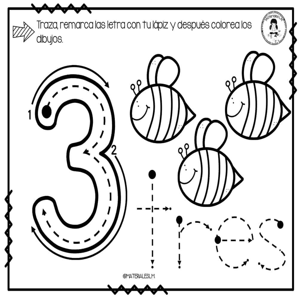 Actividades trazo de los números 
