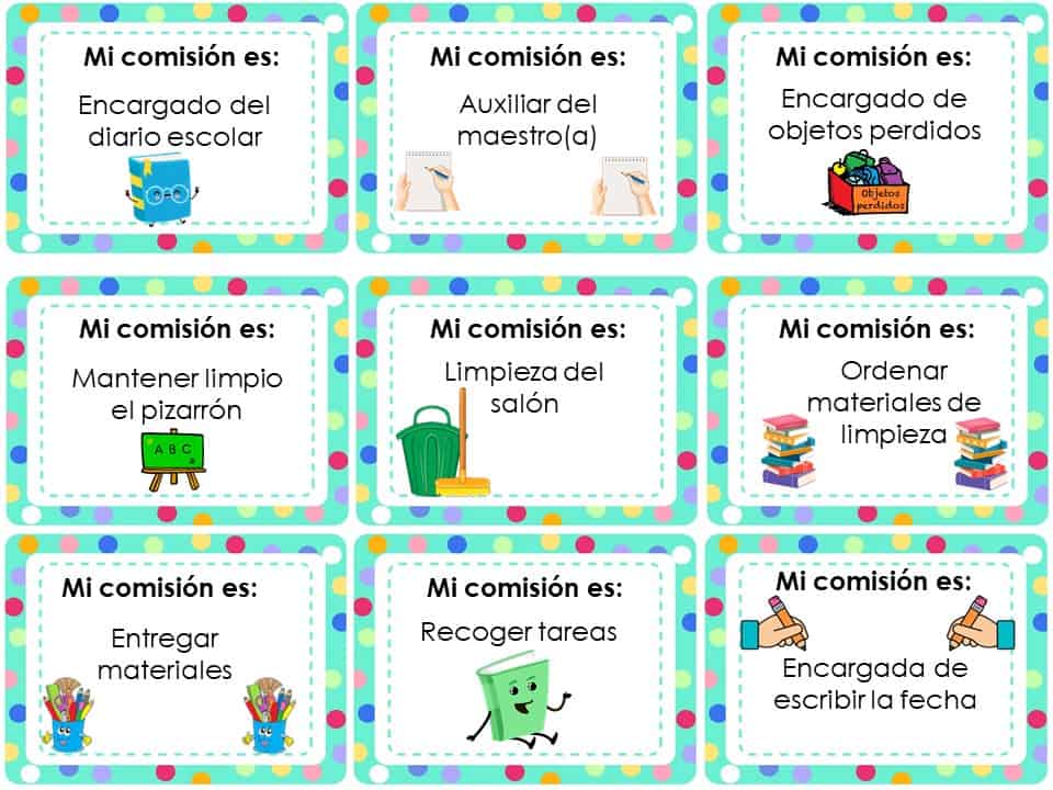 comisiones en el salón de clase
