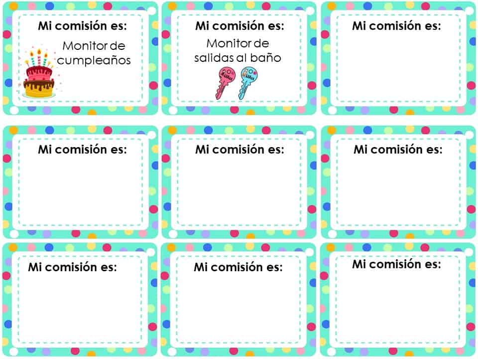 comisiones en el salón de clase