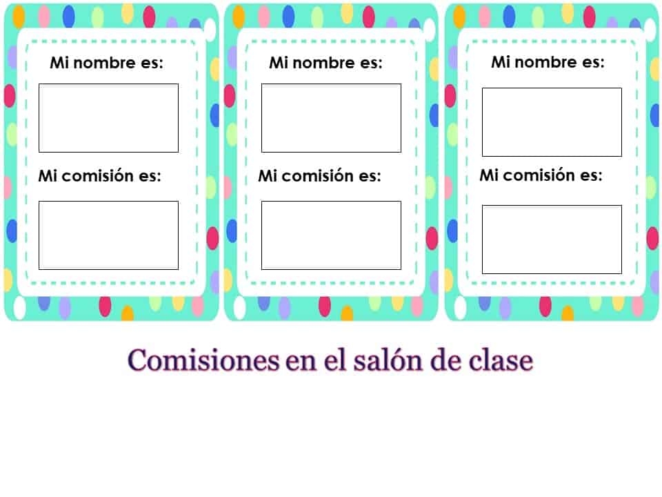 comisiones en el salón de clase