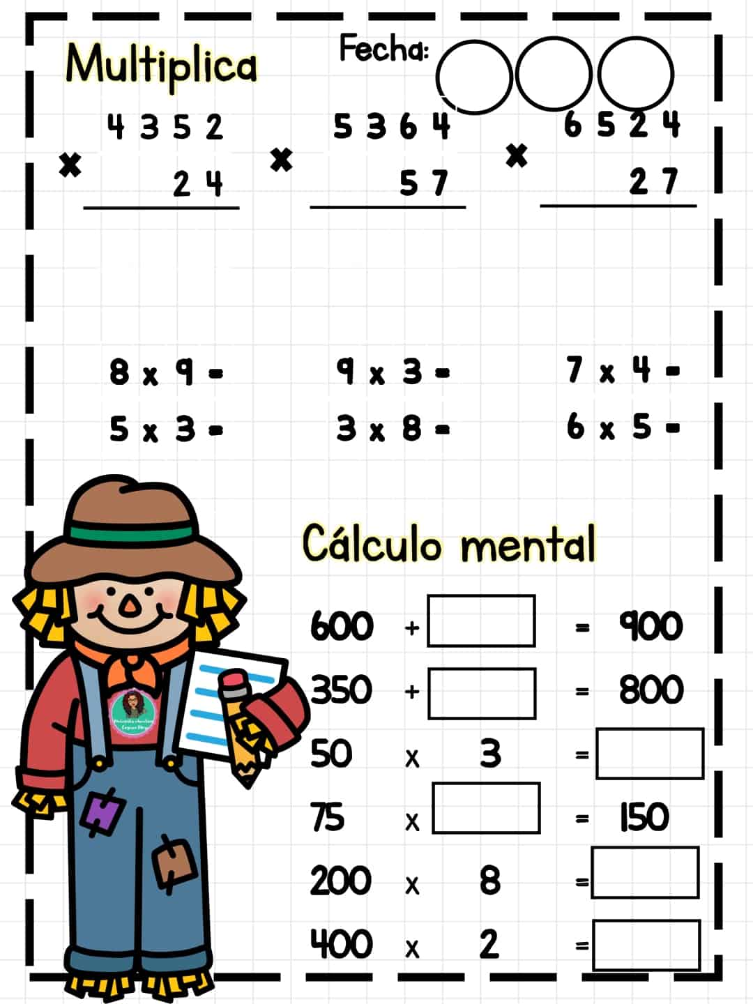 Ejercicios de suma y resta/multiplicaciones y problemas matemáticos