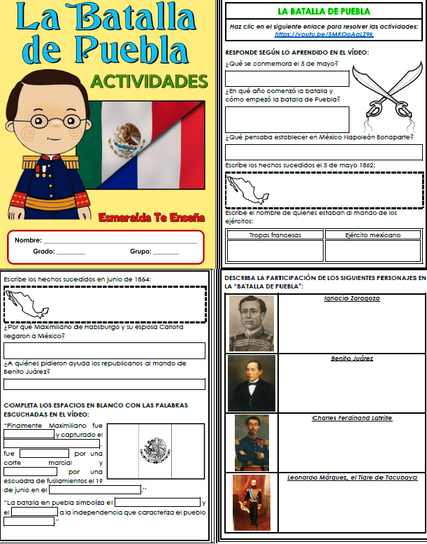 Cuadernillo de actividades batalla de puebla 