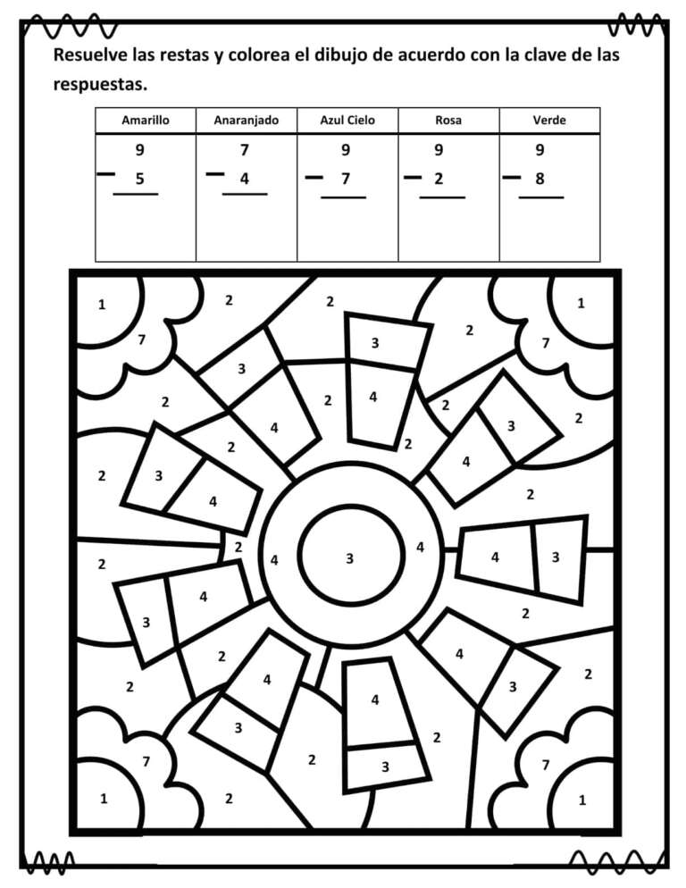 Fichas de sumas y restas para colorear - maestrajudith.com
