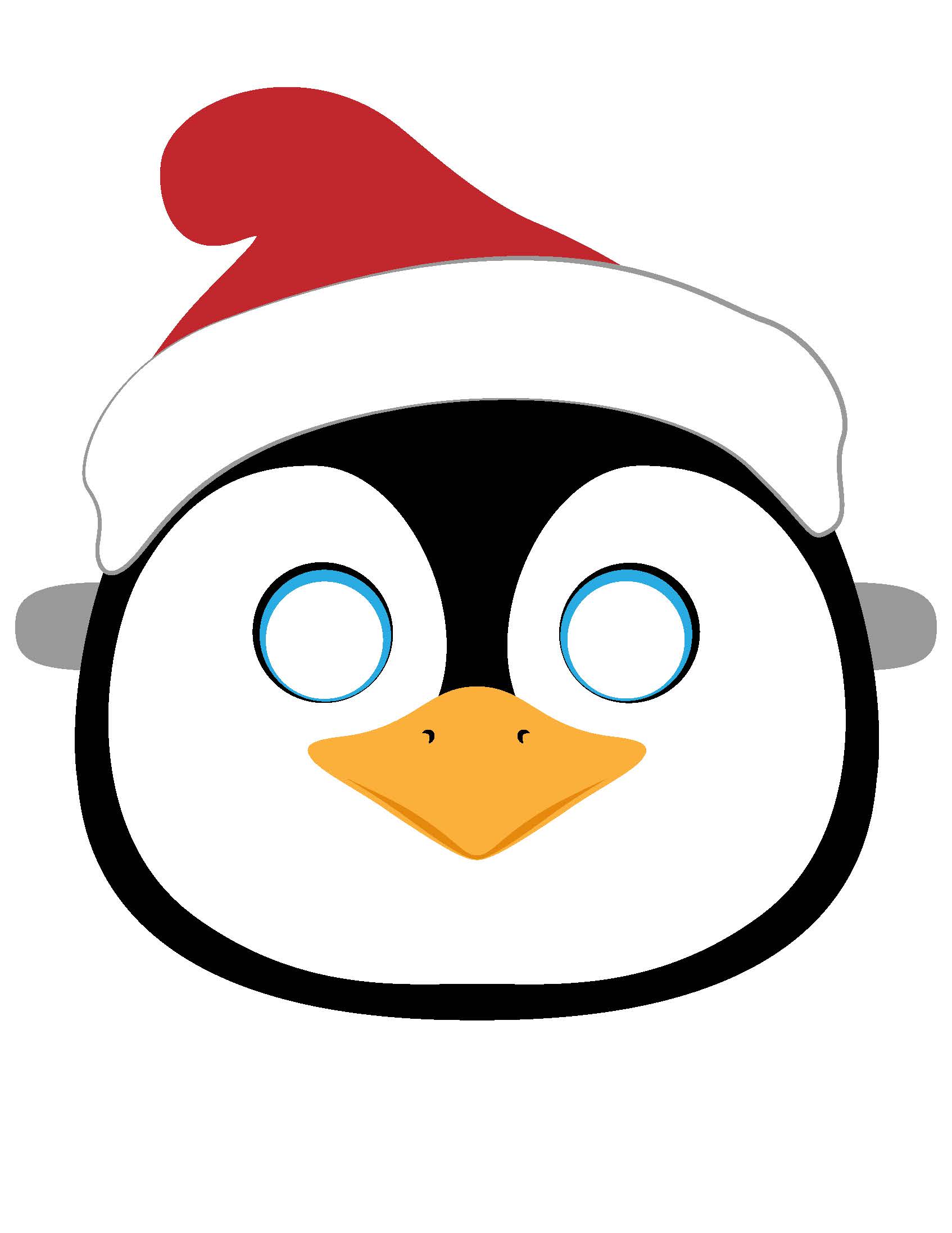 Mascaras de Papel 266 Máscara de pingüino navideño