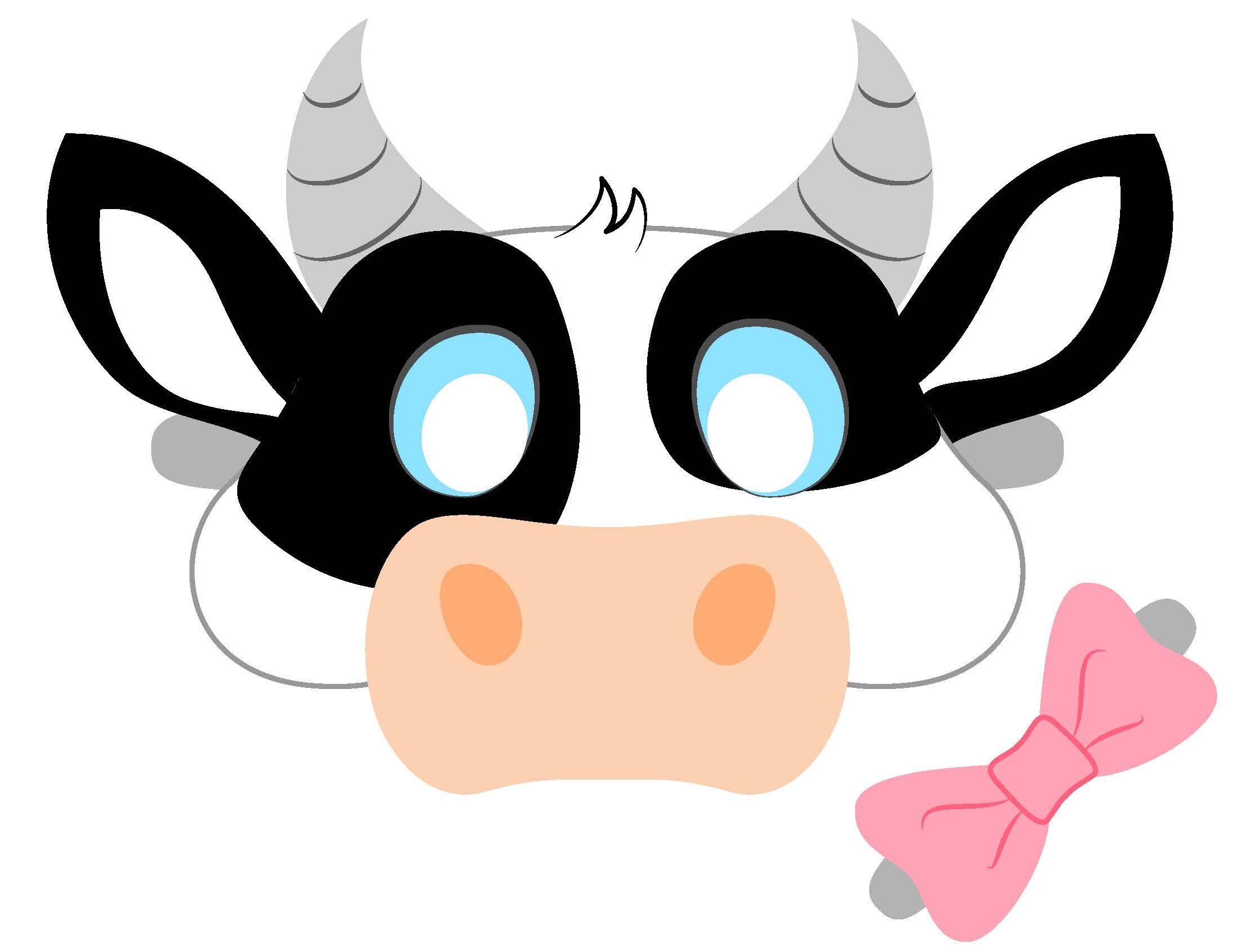 Mascaras de Papel 291 Máscara de vaca con moño