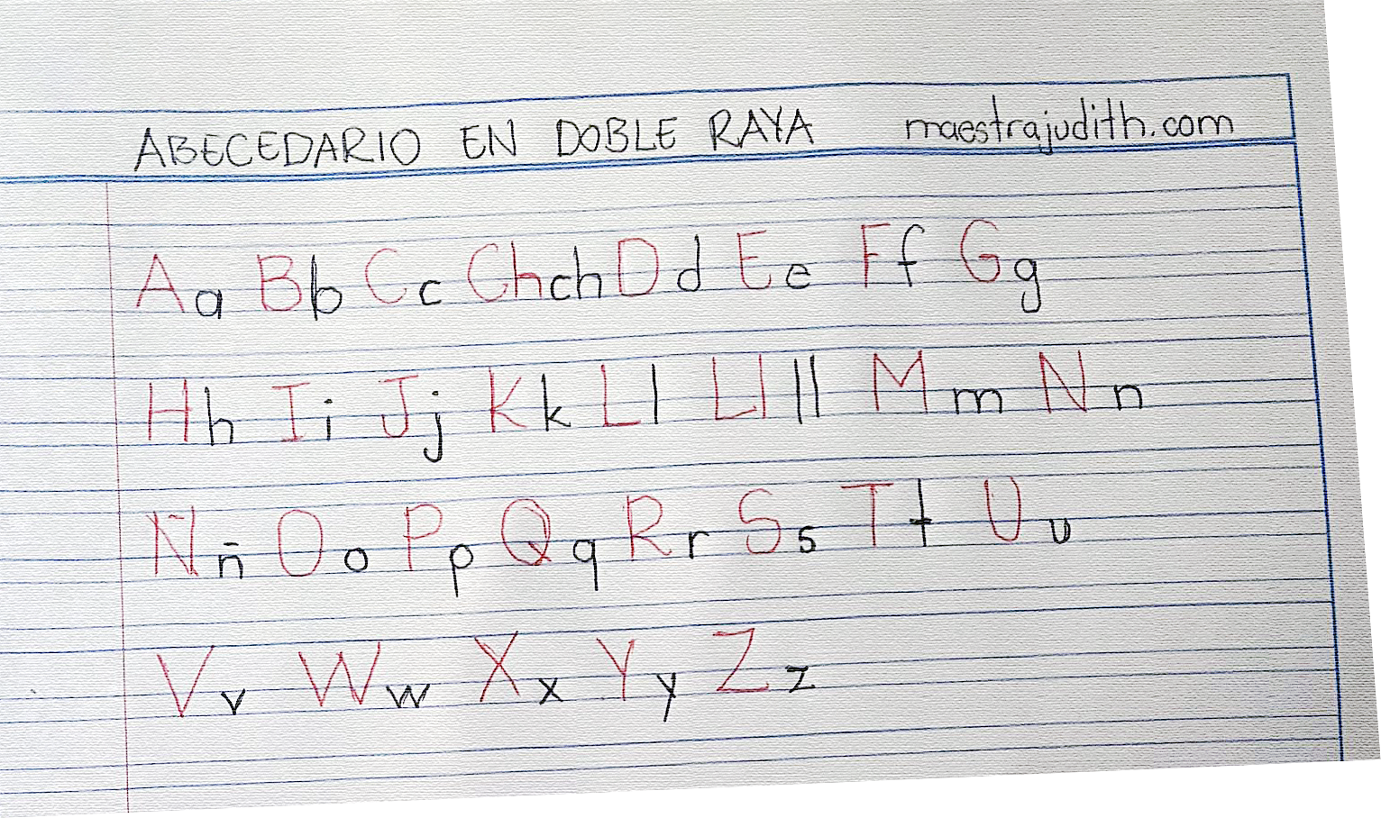 Como escribir todas las letras del Abecedario en doble raya 5 abecedario en doble raya