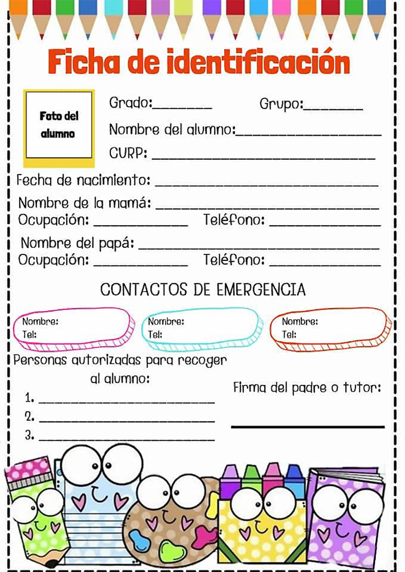 Ejemplos De Ficha De Identificación Escolar Para Primaria Material Educativo Y Material 5885