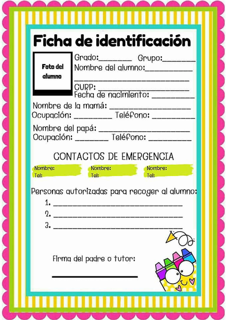 Ejemplos De Ficha De Identificación Escolar Para Primaria Material Educativo Y Material 0059