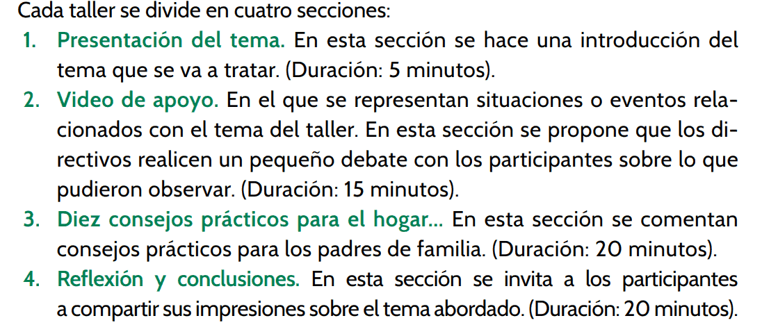 PNCE Taller para madres, padres y tutores PDF Taller para padres