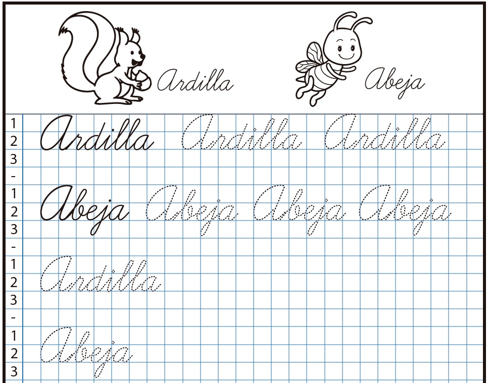 Ejercicios de caligrafía cursiva para imprimir